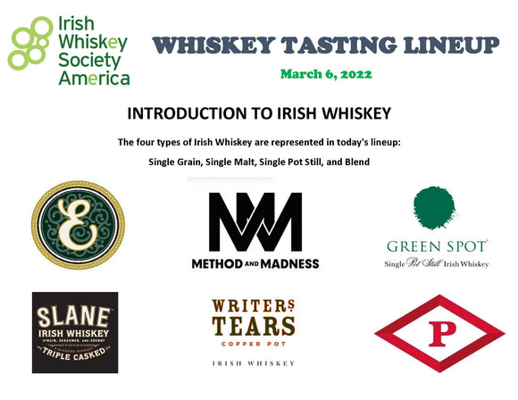 IWSA Tasting Lineup-Introduction to Irish Whiskey
