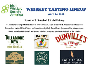 IWSA Tasting Lineup-Power of 3: Baseball & Irish Whiskey